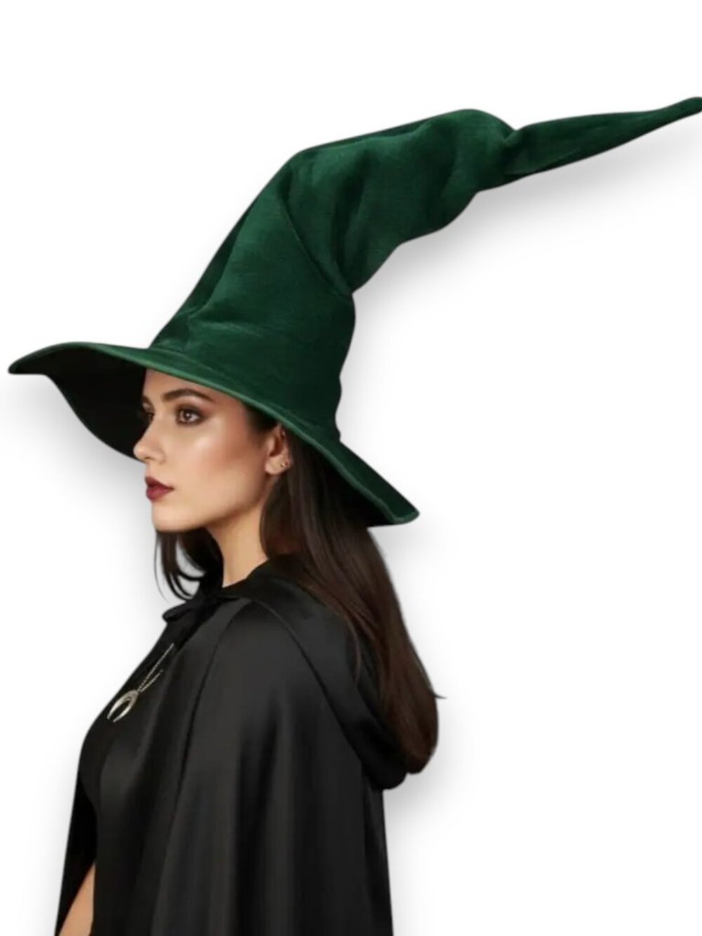 Emerald Green Velvet Oversized Witch Hat